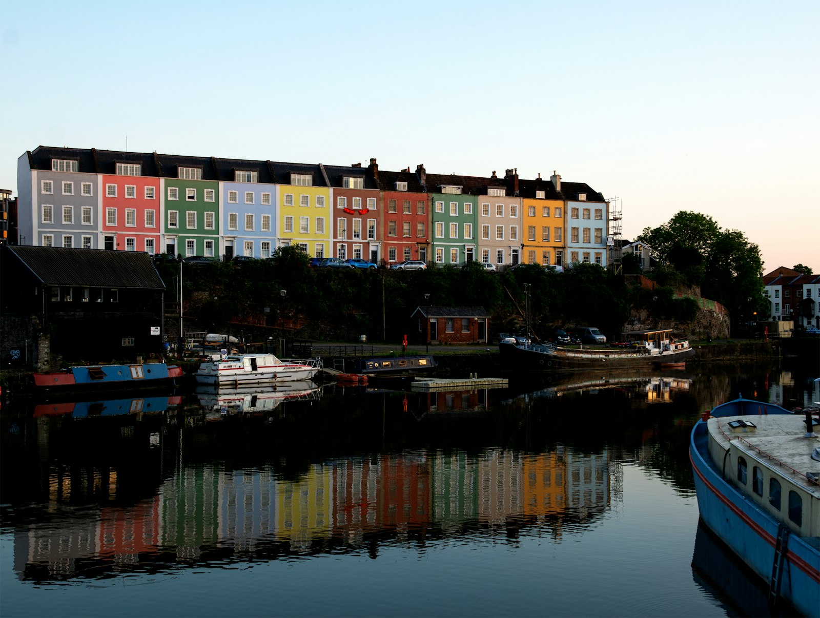 Coloured houses above Bristol harbour