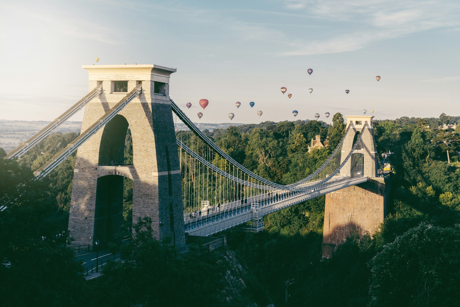 Hot air balloons over the Clifton Suspension Bridge, Bristol